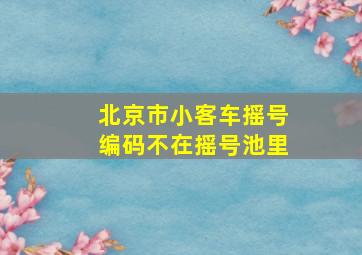 北京市小客车摇号编码不在摇号池里