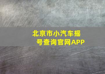 北京市小汽车摇号查询官网APP