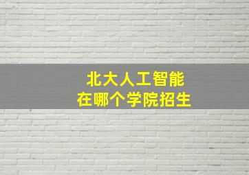 北大人工智能在哪个学院招生