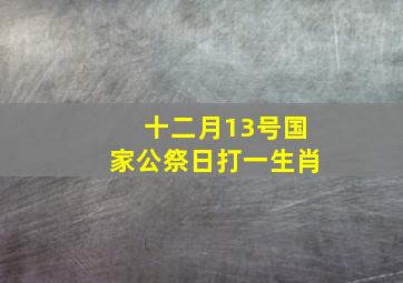 十二月13号国家公祭日打一生肖