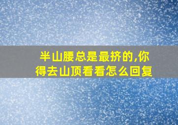 半山腰总是最挤的,你得去山顶看看怎么回复