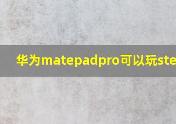 华为matepadpro可以玩steam么