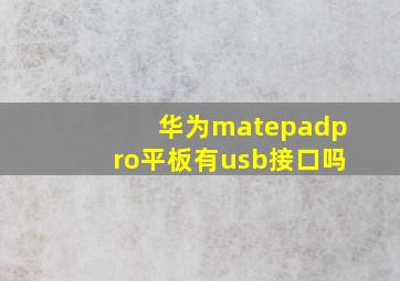 华为matepadpro平板有usb接口吗