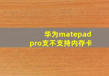 华为matepadpro支不支持内存卡