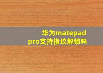 华为matepadpro支持指纹解锁吗