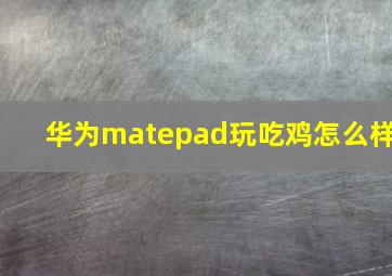 华为matepad玩吃鸡怎么样