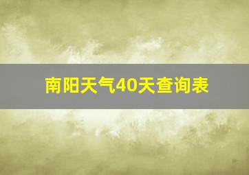 南阳天气40天查询表