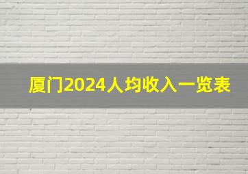 厦门2024人均收入一览表