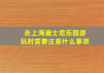 去上海迪士尼乐园游玩时需要注意什么事项