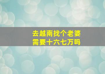 去越南找个老婆需要十六七万吗