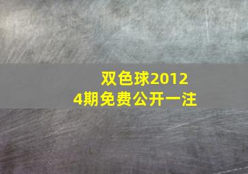 双色球20124期免费公开一注