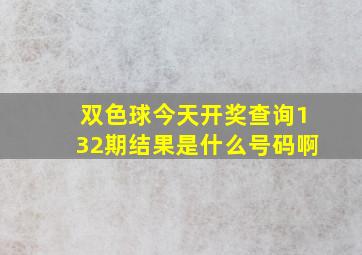 双色球今天开奖查询132期结果是什么号码啊