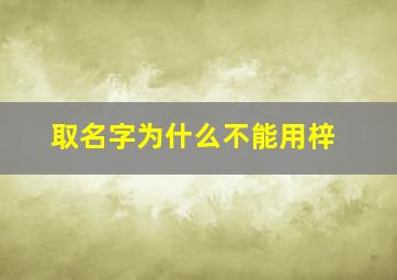 取名字为什么不能用梓