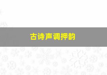 古诗声调押韵