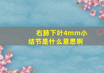 右肺下叶4mm小结节是什么意思啊