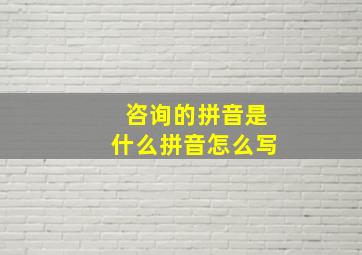 咨询的拼音是什么拼音怎么写