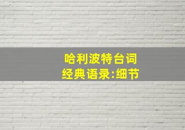 哈利波特台词经典语录:细节