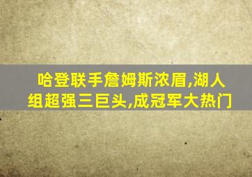 哈登联手詹姆斯浓眉,湖人组超强三巨头,成冠军大热门