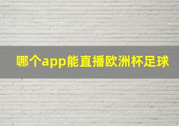 哪个app能直播欧洲杯足球