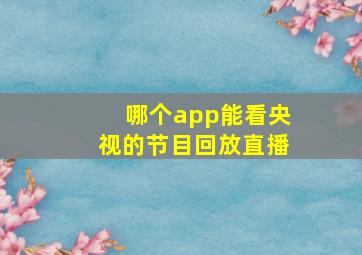 哪个app能看央视的节目回放直播