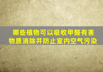 哪些植物可以吸收甲醛有害物质消除并防止室内空气污染