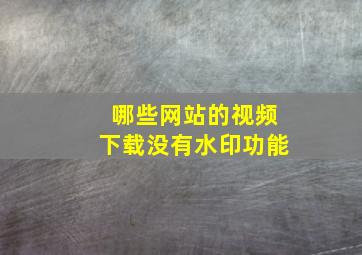 哪些网站的视频下载没有水印功能