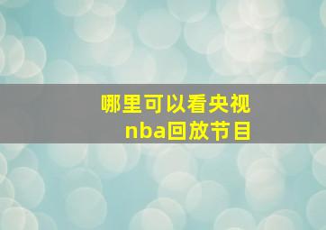 哪里可以看央视nba回放节目