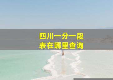 四川一分一段表在哪里查询