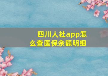 四川人社app怎么查医保余额明细