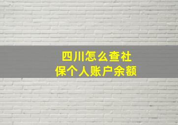 四川怎么查社保个人账户余额