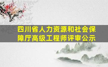 四川省人力资源和社会保障厅高级工程师评审公示