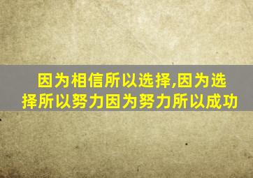 因为相信所以选择,因为选择所以努力因为努力所以成功