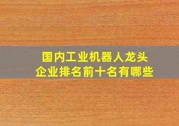 国内工业机器人龙头企业排名前十名有哪些