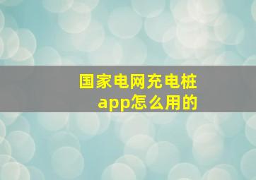 国家电网充电桩app怎么用的