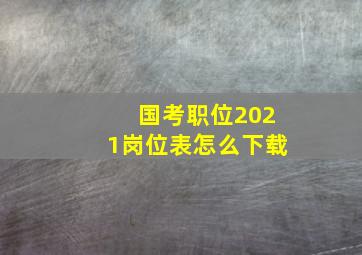 国考职位2021岗位表怎么下载