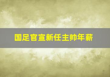 国足官宣新任主帅年薪