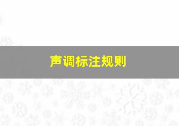 声调标注规则