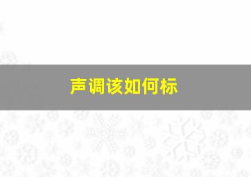 声调该如何标