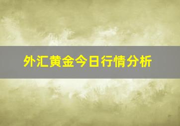 外汇黄金今日行情分析