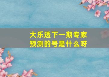 大乐透下一期专家预测的号是什么呀