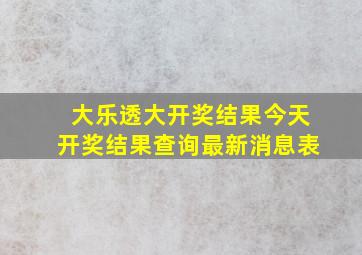 大乐透大开奖结果今天开奖结果查询最新消息表