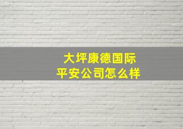 大坪康德国际平安公司怎么样