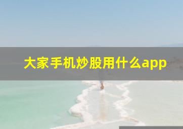 大家手机炒股用什么app