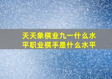 天天象棋业九一什么水平职业棋手是什么水平