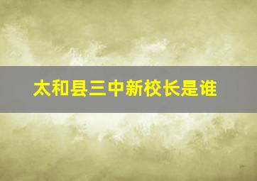 太和县三中新校长是谁