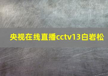 央视在线直播cctv13白岩松