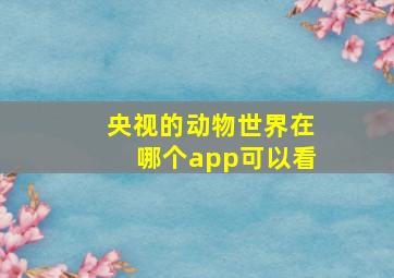 央视的动物世界在哪个app可以看