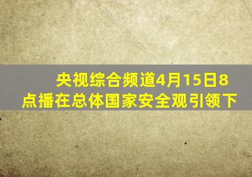 央视综合频道4月15日8点播在总体国家安全观引领下