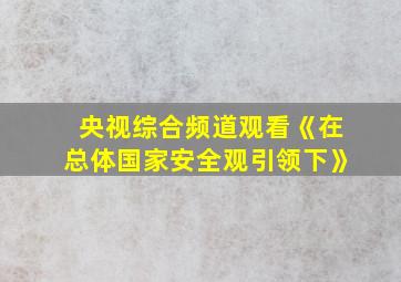 央视综合频道观看《在总体国家安全观引领下》