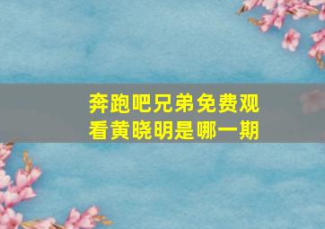 奔跑吧兄弟免费观看黄晓明是哪一期